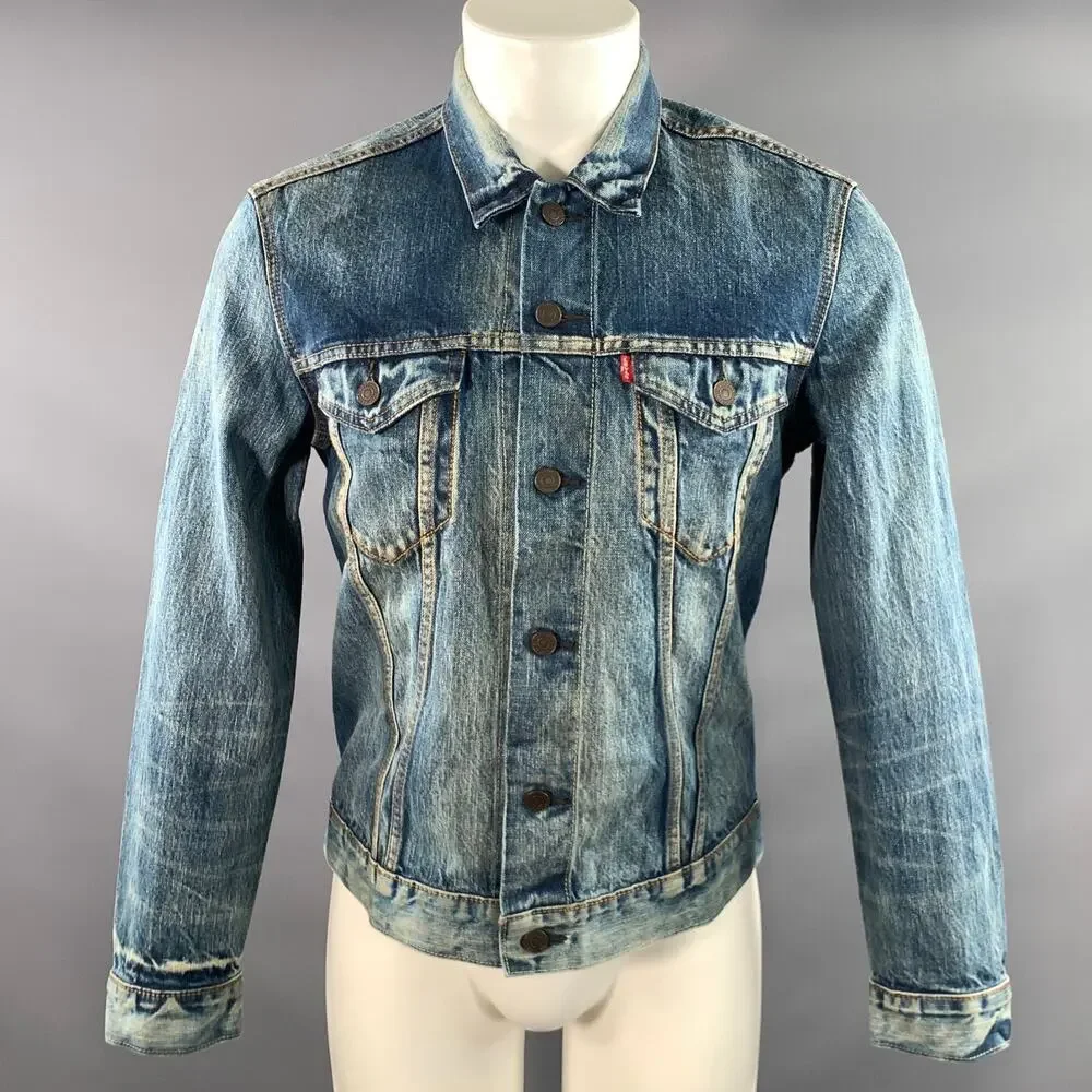 LEVI'S Size M Blue Washed Cotton Trucker Jacket